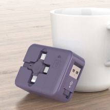 Ilano 3 in 1 Intrekbare Oplaadkabel - iPhone Lightning / USB-C / Micro-USB - 1 Meter Oplader Data Kabel Paars