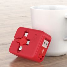 Ilano 3 in 1 Intrekbare Oplaadkabel - iPhone Lightning / USB-C / Micro-USB - 1 Meter Oplader Data Kabel Rood