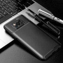 Auto Focus Xiaomi Redmi Note 9 Pro Hoesje - Carbon Fiber Textuur Shockproof Case Rubber Cover Zwart