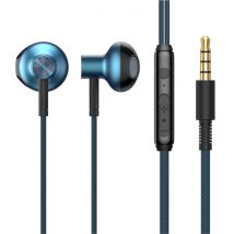 Baseus H19 Oordopjes met Microfoon en Controls - 3.5mm AUX Oortjes Volumebeheer Wired Earphones Oortelefoon Blauw