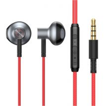 Baseus H19 Oordopjes met Microfoon en Controls - 3.5mm AUX Oortjes Volumebeheer Wired Earphones Oortelefoon Rood