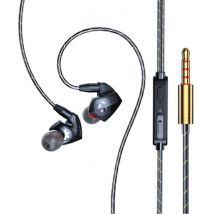 GHITRAG T06 Oordopjes met Microfoon en Muziek Beheer - 3.5mm AUX Oortjes Wired Earphones Oortelefoon Volumebeheer Zwart