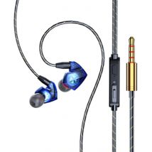 GHITRAG T06 Oordopjes met Microfoon en Muziek Beheer - 3.5mm AUX Oortjes Wired Earphones Oortelefoon Volumebeheer Blauw