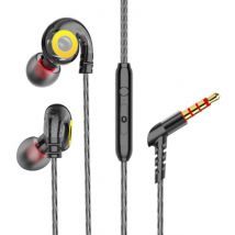 GHITRAG T05 Oordopjes met Microfoon en Muziek Beheer - 3.5mm AUX Oortjes Wired Earphones Oortelefoon Volumebeheer Zwart