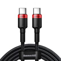 Baseus 100W USB-C naar USB-C Oplaadkabel 1 Meter Gevlochten Nylon - Tangle Resistant Oplader Data Kabel Rood