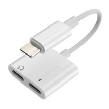 ! ACCEZZ iPhone Lightning Oplader & Audio Splitter - Headphone Adapter en 8-pin Oplader Wit