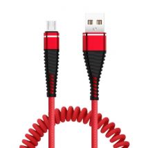 Nohon Gekrulde Oplaadkabel voor Micro-USB - 2A Spiraal Veer Datakabel 1.2 Meter Oplader Kabel Rood