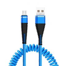 Nohon Gekrulde Oplaadkabel voor Micro-USB - 2A Spiraal Veer Datakabel 1.2 Meter Oplader Kabel Blauw