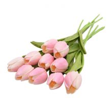 ZQNYCY Kunst Boeket - Tulpen Zijden Bloemen Tulp Luxe Boeketten Decor Ornament Roze