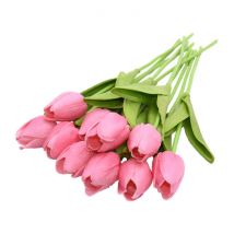 ZQNYCY Kunst Boeket - Tulpen Zijden Bloemen Tulp Luxe Boeketten Decor Ornament Roze