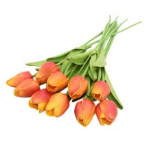 ZQNYCY Kunst Boeket - Tulpen Zijden Bloemen Tulp Luxe Boeketten Decor Ornament Oranje