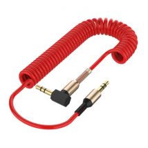 ABAY Gekrulde 3.5mm AUX Kabel Verguld Spiraal Audio Jack 1.5 Meter - Rood