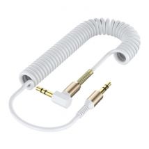 ABAY Gekrulde 3.5mm AUX Kabel Verguld Spiraal Audio Jack 1.5 Meter - Wit