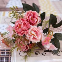 Kahaul Kunst Boeket - Zijden Rozen Roos Bloemen Luxe Boeketten Decor Ornament Roze