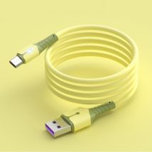 Uverbon Vloeibare Siliconen Oplaadkabel voor Micro-USB - 5A Datakabel 2 Meter Oplader Kabel Geel