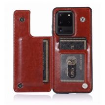 WeFor Samsung Galaxy S10 Plus Retro Leren Flip Case Portefeuille - Wallet PU Leer Cover Cas Hoesje Bruin