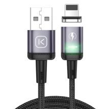 Kuulaa iPhone Lightning Magnetische Oplaadkabel 1 Meter met LED Lampje - 3A Fast Charging Gevlochten Nylon Oplader Data Kabel Android Paars