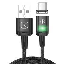 Kuulaa USB-C Magnetische Oplaadkabel 1 Meter met LED Lampje - 3A Fast Charging Gevlochten Nylon Oplader Data Kabel Android Zwart