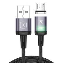 Kuulaa Micro-USB Magnetische Oplaadkabel 1 Meter met LED Lampje - 3A Fast Charging Gevlochten Nylon Oplader Data Kabel Android Paars