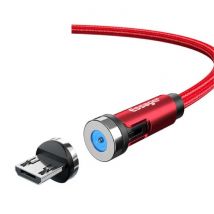 Essager Micro-USB Magnetische Oplaadkabel 1 Meter met 540° Roterende Plug - 2.4A Fast Charging Gevlochten Nylon Oplader Data Kabel Rood