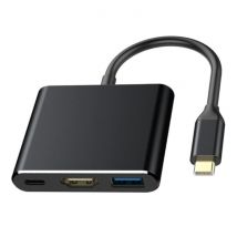 Besiuni 3 in 1 USB-C Hub - Compatibel met Macbook Pro / Air - USB 3.0 / Type C PD / HDMI - Data Overdracht Power Delivery Splitter Zwart