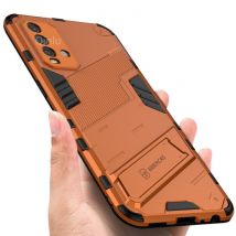 BIBERCAS Xiaomi Mi 10 Lite Hoesje met Kickstand - Shockproof Armor Case Cover TPU Oranje
