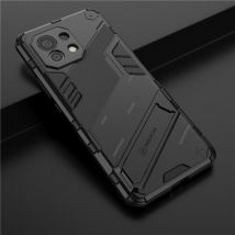BIBERCAS Xiaomi Mi 11 Lite Hoesje met Kickstand - Shockproof Armor Case Cover TPU Zwart