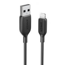 ANKER Powerline 3 Oplaadkabel voor iPhone Lightning - 2.4A Datakabel 90cm Oplader Kabel Zwart