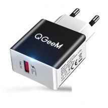 QGeeM Quick Charge 3.0 Stekkerlader - 18W/3A Fast Charging Muur Oplader Adapter Zwart