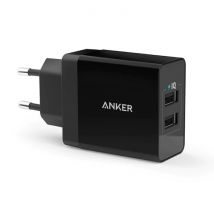 ANKER 24W Stekkerlader - PowerIQ Wallcharger AC Thuislader Muur Oplader Adapter Zwart