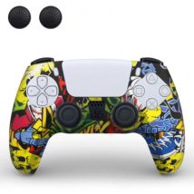 TECTINTER Antislip Hoes / Skin voor PlayStation 5 Controller met Joystick Caps - Rubber Grip Cover PS5 - Graffiti