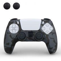 TECTINTER Antislip Hoes / Skin voor PlayStation 5 Controller met Joystick Caps - Rubber Grip Cover PS5 - Zwart Camo