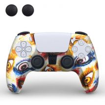 TECTINTER Antislip Hoes / Skin voor PlayStation 5 Controller met Joystick Caps - Rubber Grip Cover PS5 - Ogen