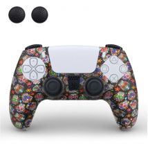 TECTINTER Antislip Hoes / Skin voor PlayStation 5 Controller met Joystick Caps - Rubber Grip Cover PS5 - Bloemen