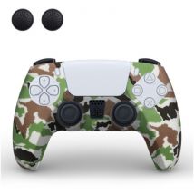 TECTINTER Antislip Hoes / Skin voor PlayStation 5 Controller met Joystick Caps - Rubber Grip Cover PS5 - Geel Camo
