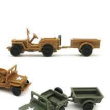 GSF 1:72 Willys MB Jeep Bouwkit - Amerikaanse Leger Wagen Plastic Hobby Doe-het-zelf Model Bruin