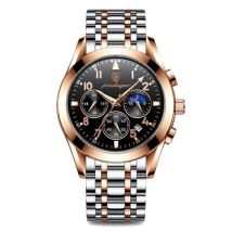 Poedagar Roestvrij Staal Horloge voor Heren - Lichtgevend Luxe Uurwerk Waterdicht Kwarts Goud Zilver