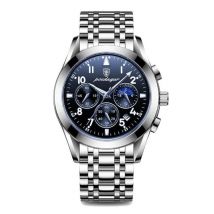 Poedagar Roestvrij Staal Horloge voor Heren - Lichtgevend Luxe Uurwerk Waterdicht Kwarts Zilver