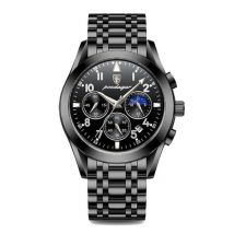 Poedagar Roestvrij Staal Horloge voor Heren - Lichtgevend Luxe Uurwerk Waterdicht Kwarts Zwart