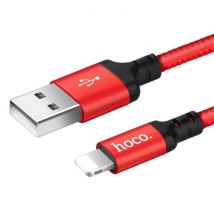 HOCO 8-pin Lightning USB Oplaadkabel Datakabel 1M Gevlochten Nylon Oplader iPhone/iPad/iPod Rood