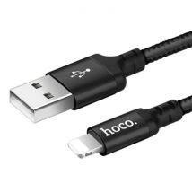 HOCO 8-pin Lightning USB Oplaadkabel Datakabel 1M Gevlochten Nylon Oplader iPhone/iPad/iPod Zwart