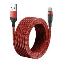 MEICUNE Extra Lange 5M Micro-USB Oplaadkabel Datakabel Gevlochten Nylon Oplader Rood