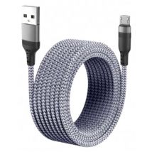 MEICUNE Extra Lange 5M Micro-USB Oplaadkabel Datakabel Gevlochten Nylon Oplader Grijs