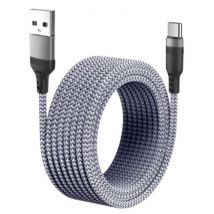 MEICUNE Extra Lange 5M USB-C Oplaadkabel Datakabel Gevlochten Nylon Oplader Grijs