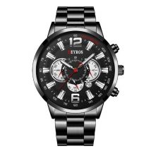 DEYROS Roestvrij Staal Sport Horloge voor Heren - Kwarts Uurwerk Kalender Lichtgevende Klok Staal Zwart Zilver