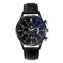 SOXY Stijlvol Luxe Horloge voor Heren - Lichtgevend Kwarts Uurwerk Leren Band met Kalender Zwart