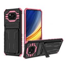 LUCKBY Xiaomi Redmi Note 10 5G - Armor Card Slot Hoesje met Kickstand - Wallet Cover Case Roze