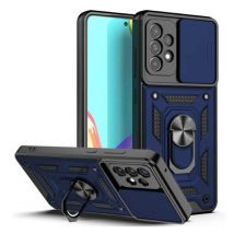 Huikai Samsung Galaxy A51 - Armor Hoesje met Kickstand en Camera Bescherming - Pop Grip Cover Case Blauw