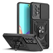 Huikai Samsung Galaxy S20 FE - Armor Hoesje met Kickstand en Camera Bescherming - Pop Grip Cover Case Zwart