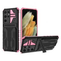 Lunivop Samsung Galaxy A32 5G - Armor Card Slot Hoesje met Kickstand - Wallet Cover Case Roze